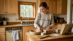 Unpacking artisan handmade gift set in kitchen