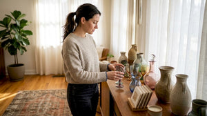 Woman browsing decor and glassware gifts