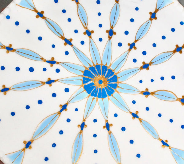 Elegant Set of Hand-Painted Pale Blue Dessert Plates - Exotic Moroccan Pattern for Sophisticated Dining-My House by Marine