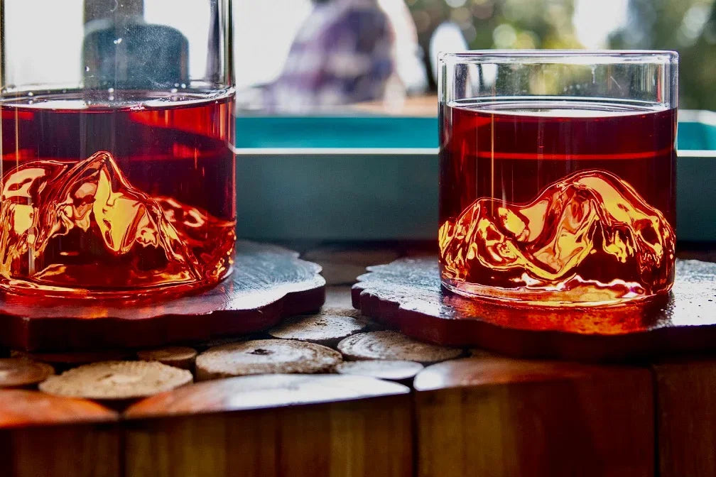 Elegant Whiskey Tumbler With Inside Mountain Motif- Set for Cocktail Lovers and Father’s Day Gift - My House by Marine