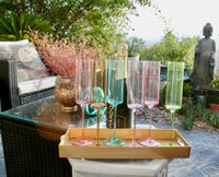 Pastel Colored Champagne Hand-blown Crystal Stemware Set of 6 flutes for Celebrations-My House by Marine
