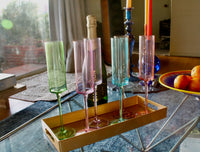 Pastel Colored Champagne Hand-blown Crystal Stemware Set of 6 flutes for Celebrations-My House by Marine