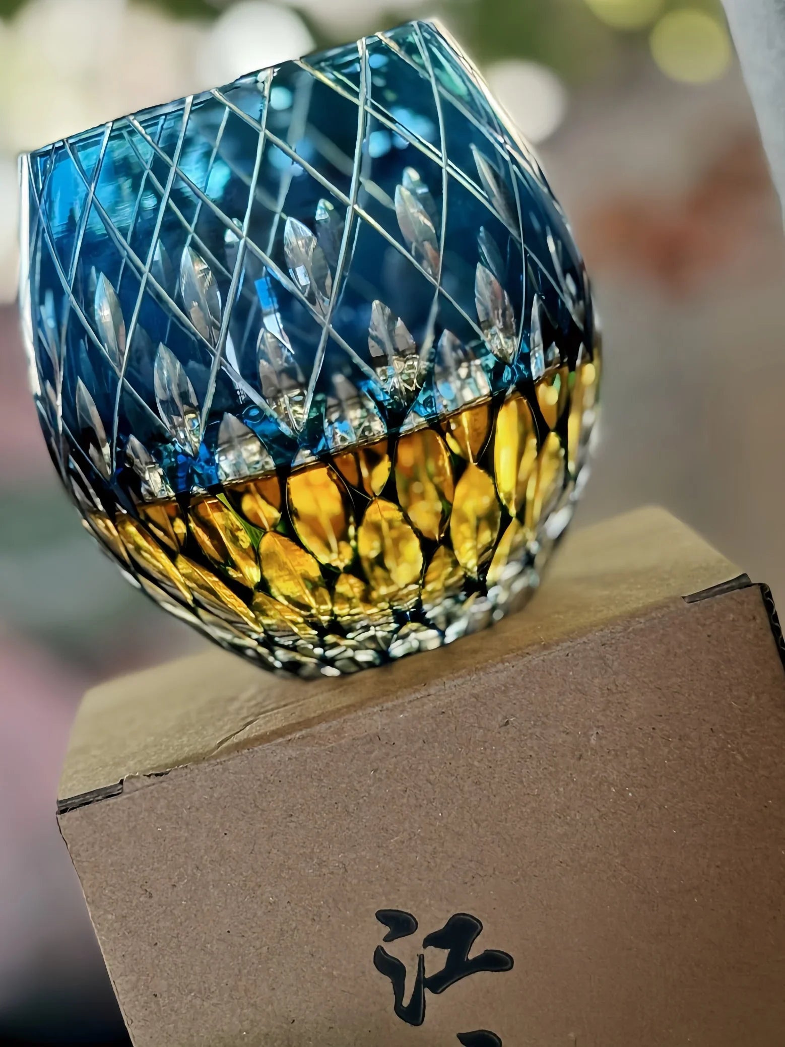 The Hand Cut Edo Kiriko Style Crystal Old Fashioned Whiskey Glass