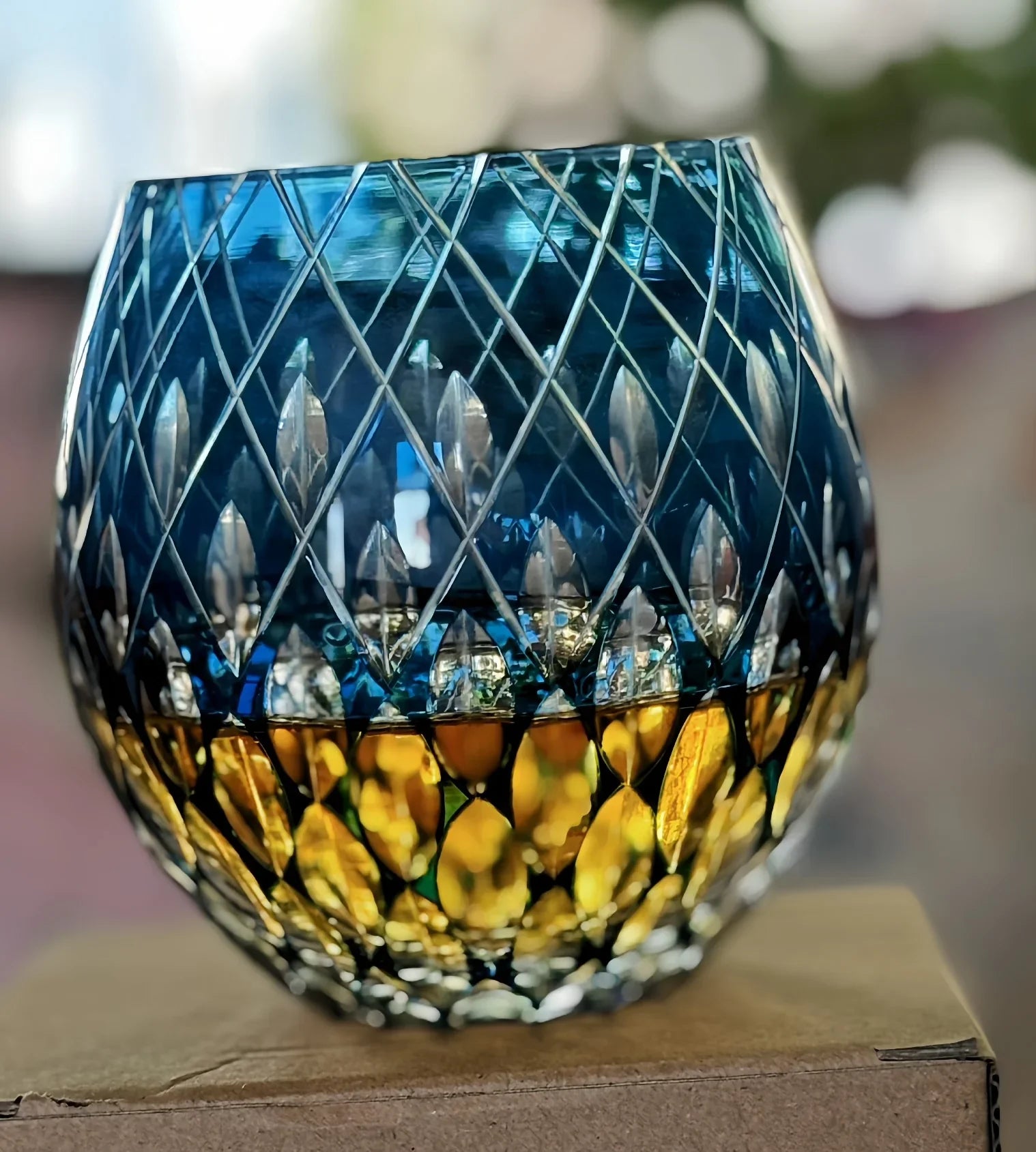 The Hand Cut Edo Kiriko Style Crystal Old Fashioned Whiskey Glass