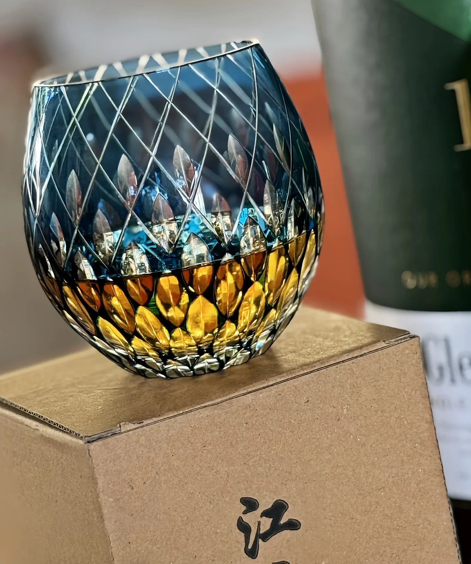 The Hand Cut Edo Kiriko Style Crystal Old Fashioned Whiskey Glass