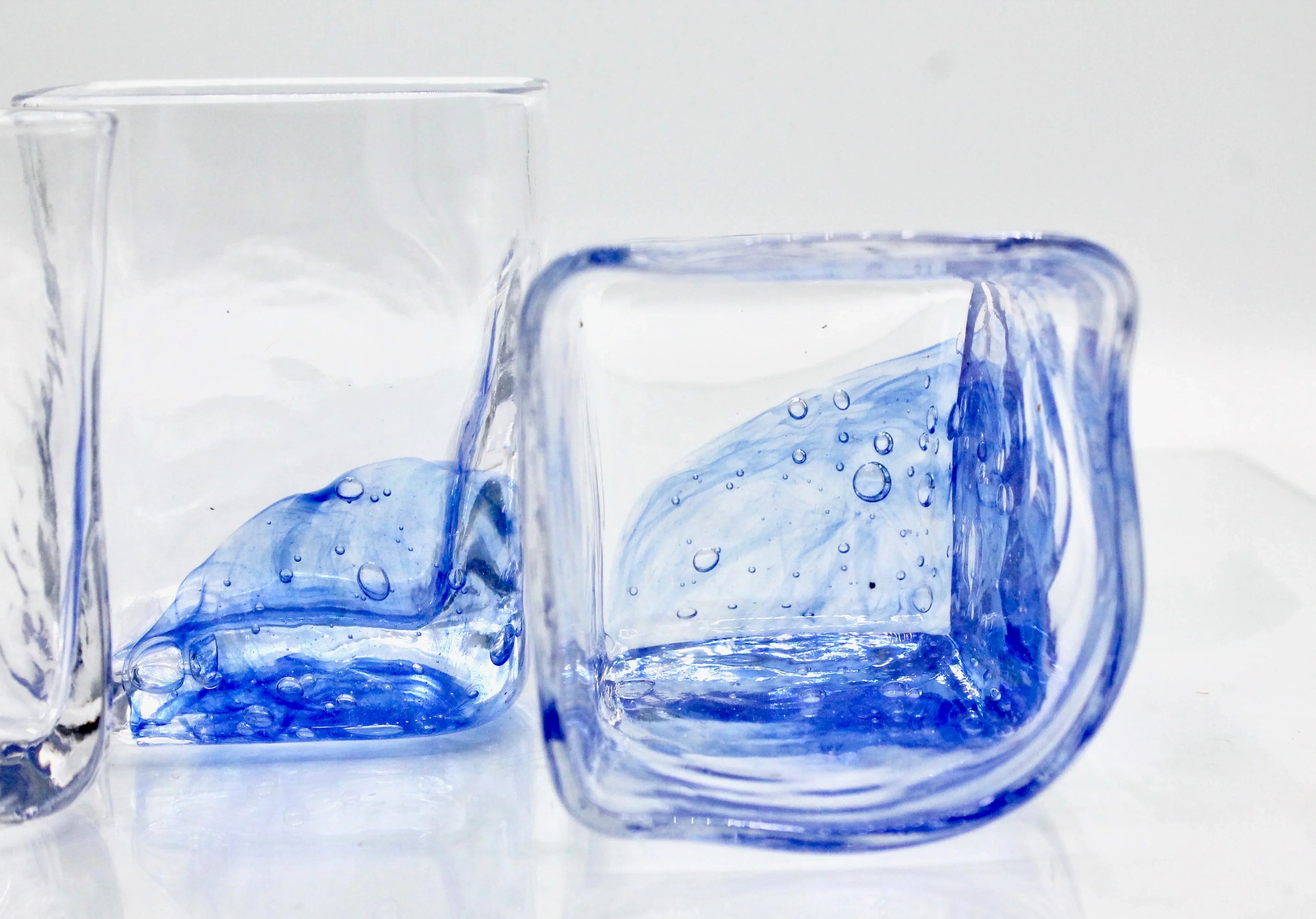 Contemporary Japanese Large Blue Luxury Crystal Whiskey Glass