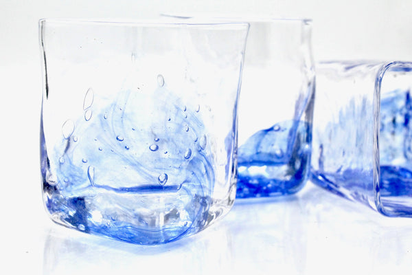 Contemporary Japanese Large Blue Luxury Crystal Whiskey Glass-My House by Marine