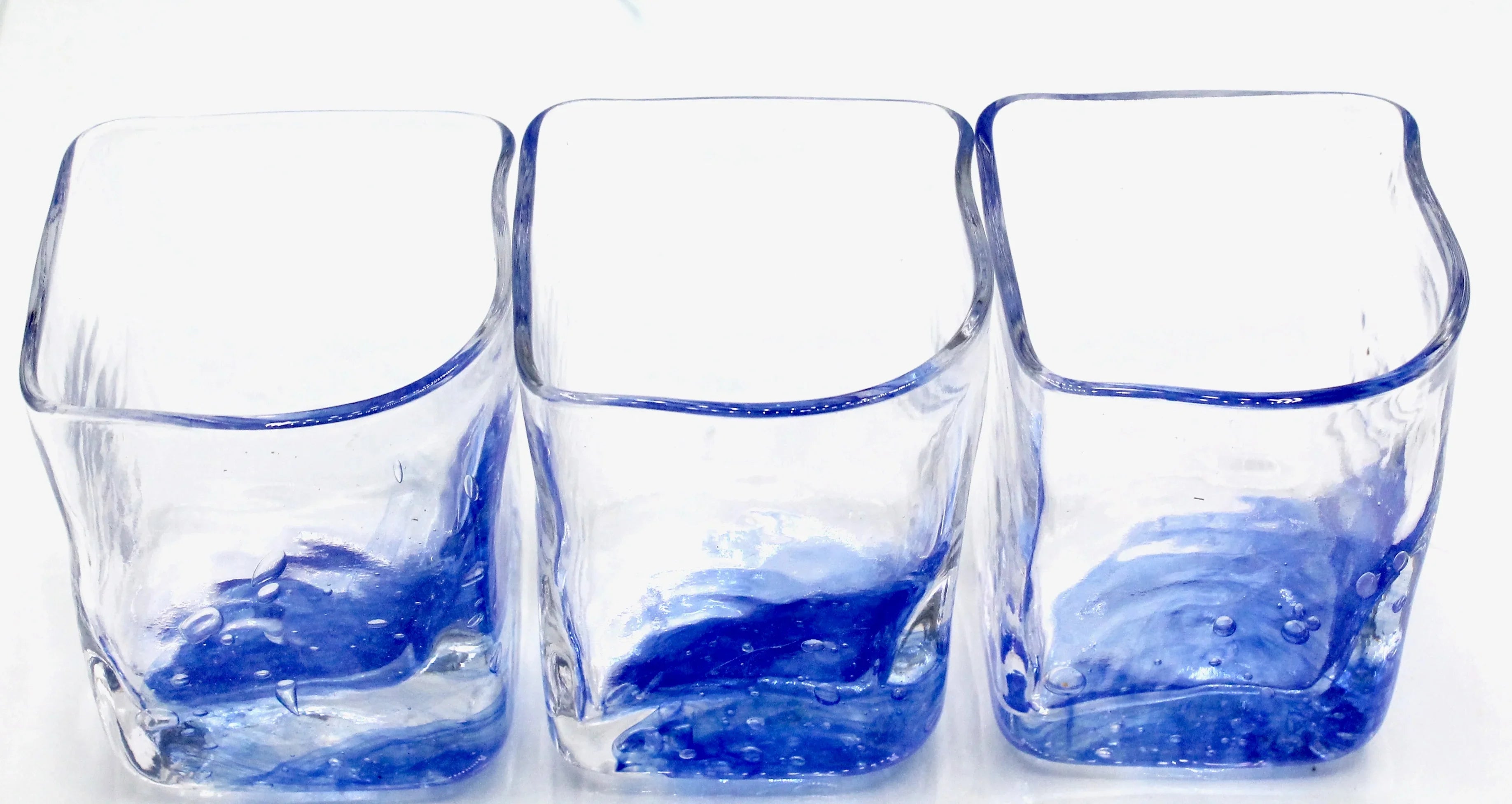 Contemporary Japanese Large Blue Luxury Crystal Whiskey Glass