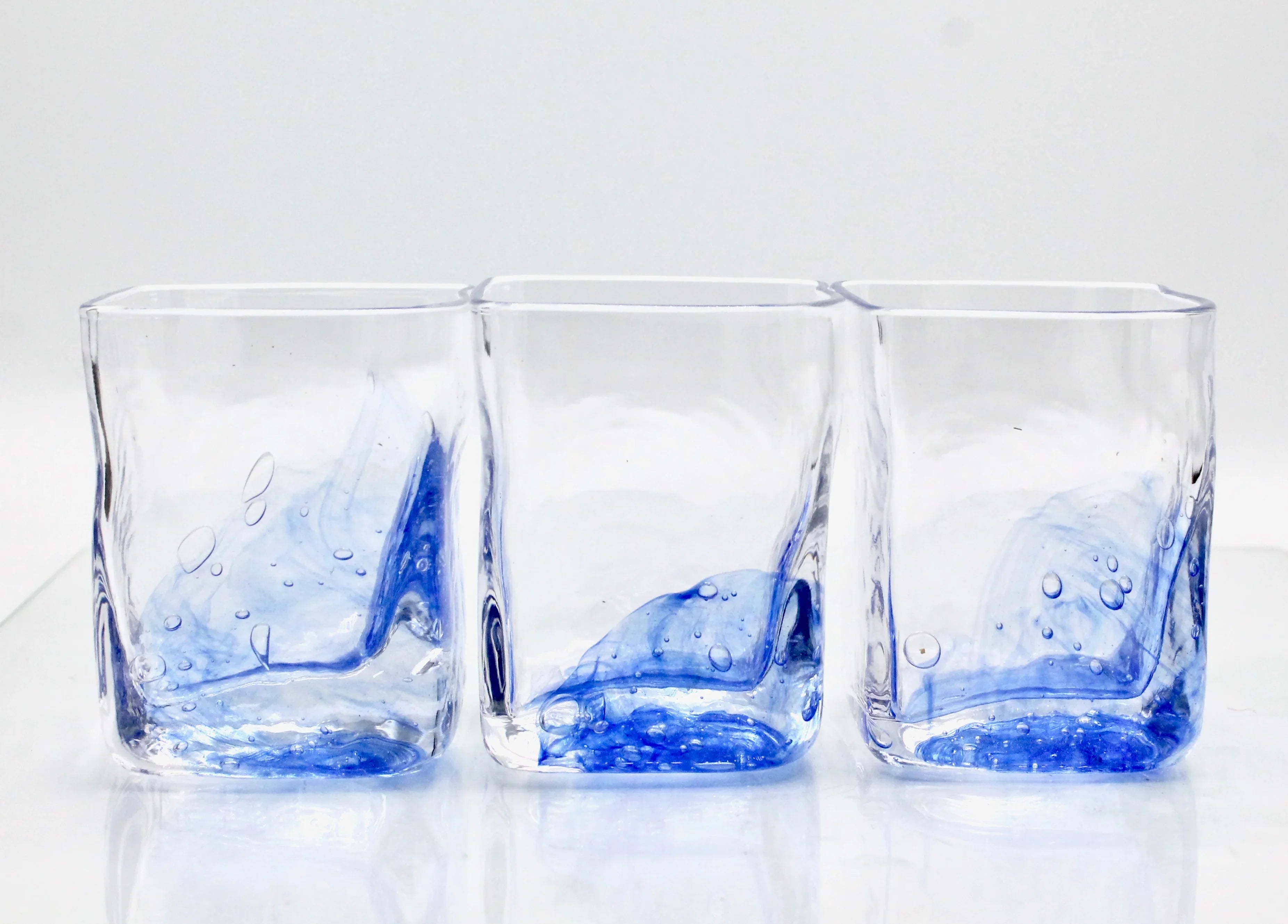 Contemporary Japanese Large Blue Luxury Crystal Whiskey Glass