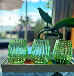My House by Marine Water/Juice Glasses Hand Blown White Dot Colorful Glassware Tumbler Sets