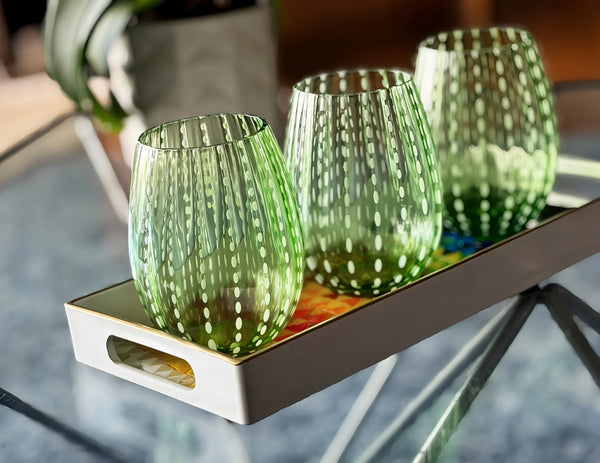 Hand Blown White Dot Colorful Glassware Tumbler Sets-My House by Marine