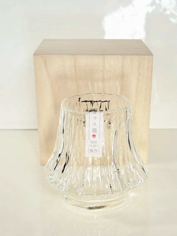 Edo Mt Fuji Style Whiskey Glass: Japanese Crystal Rocks Glass in Wood Box-My House by Marine
