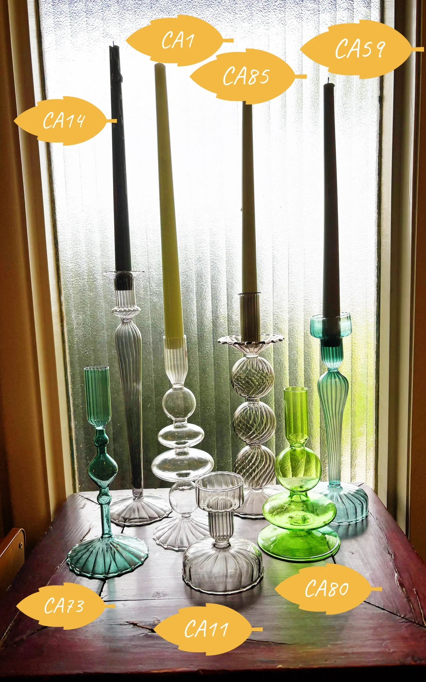 Turquoise & Green Glass Candelabra: Modern Coffee Table Centerpiece