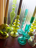 Turquoise & Green Glass Candelabra: Modern Coffee Table Centerpiece
