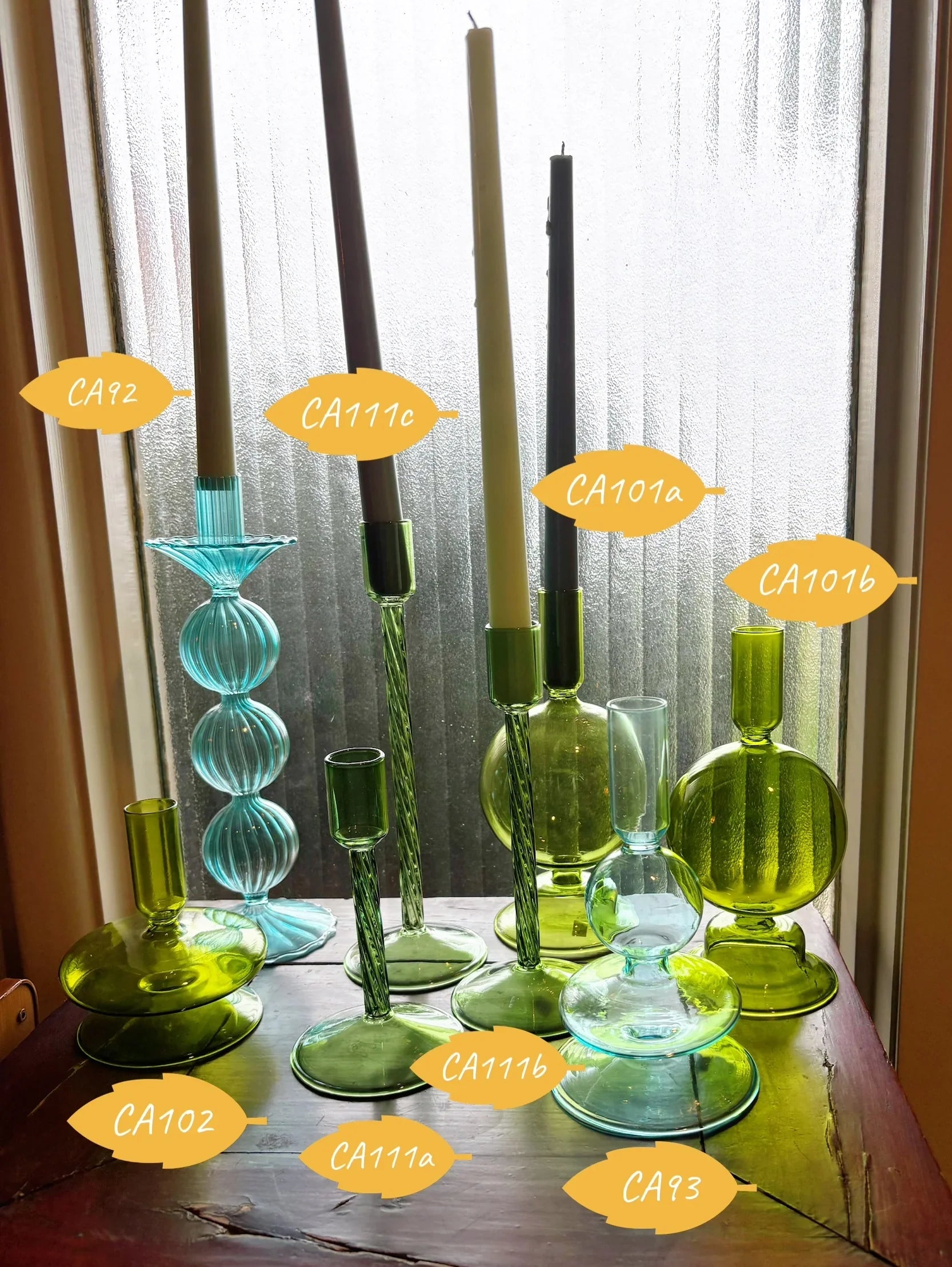 Turquoise & Green Glass Candelabra: Modern Coffee Table Centerpiece