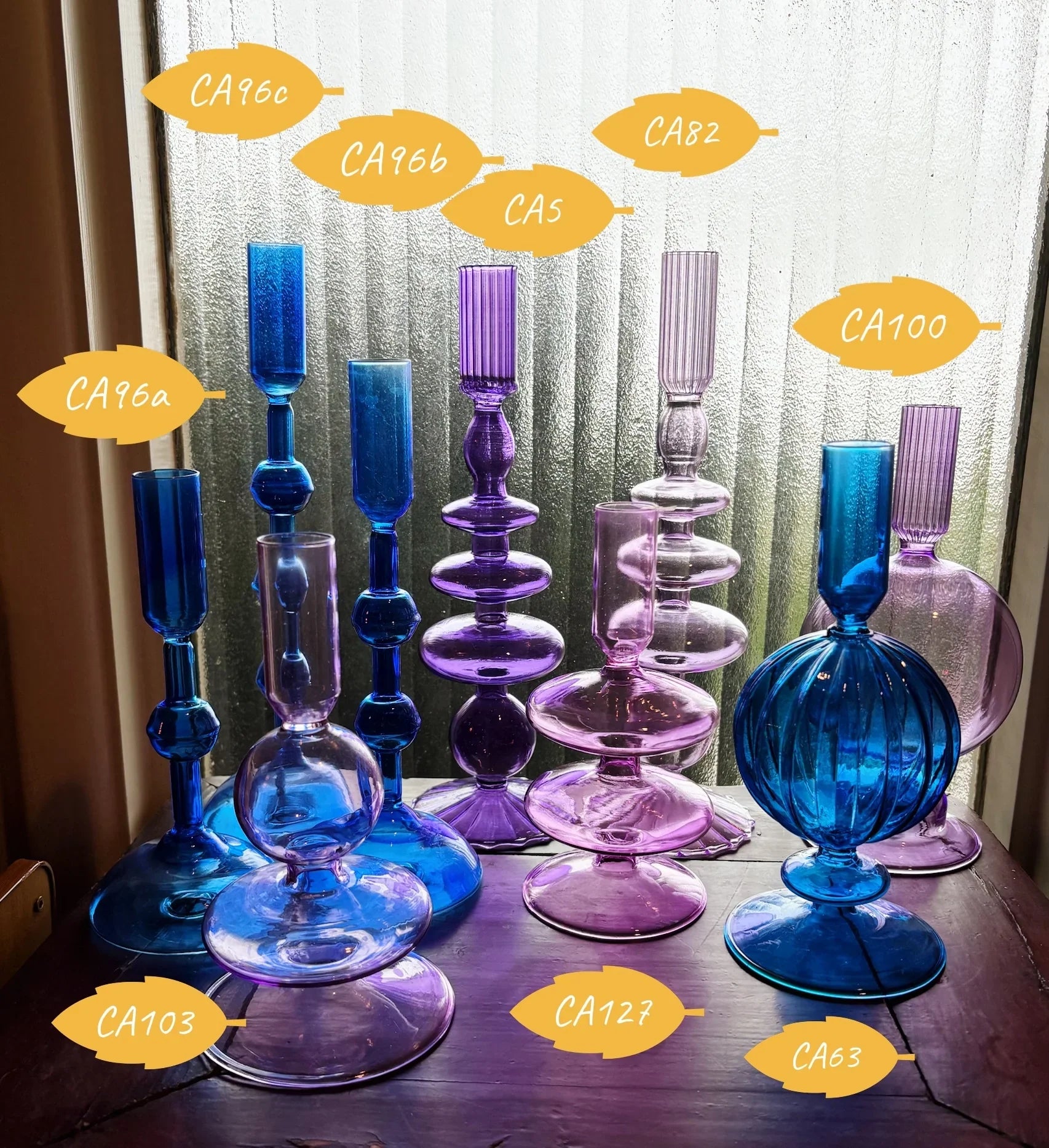 Cobalt Blue and Purple Glass Candlesticks for Romantic Coffee Table Decor