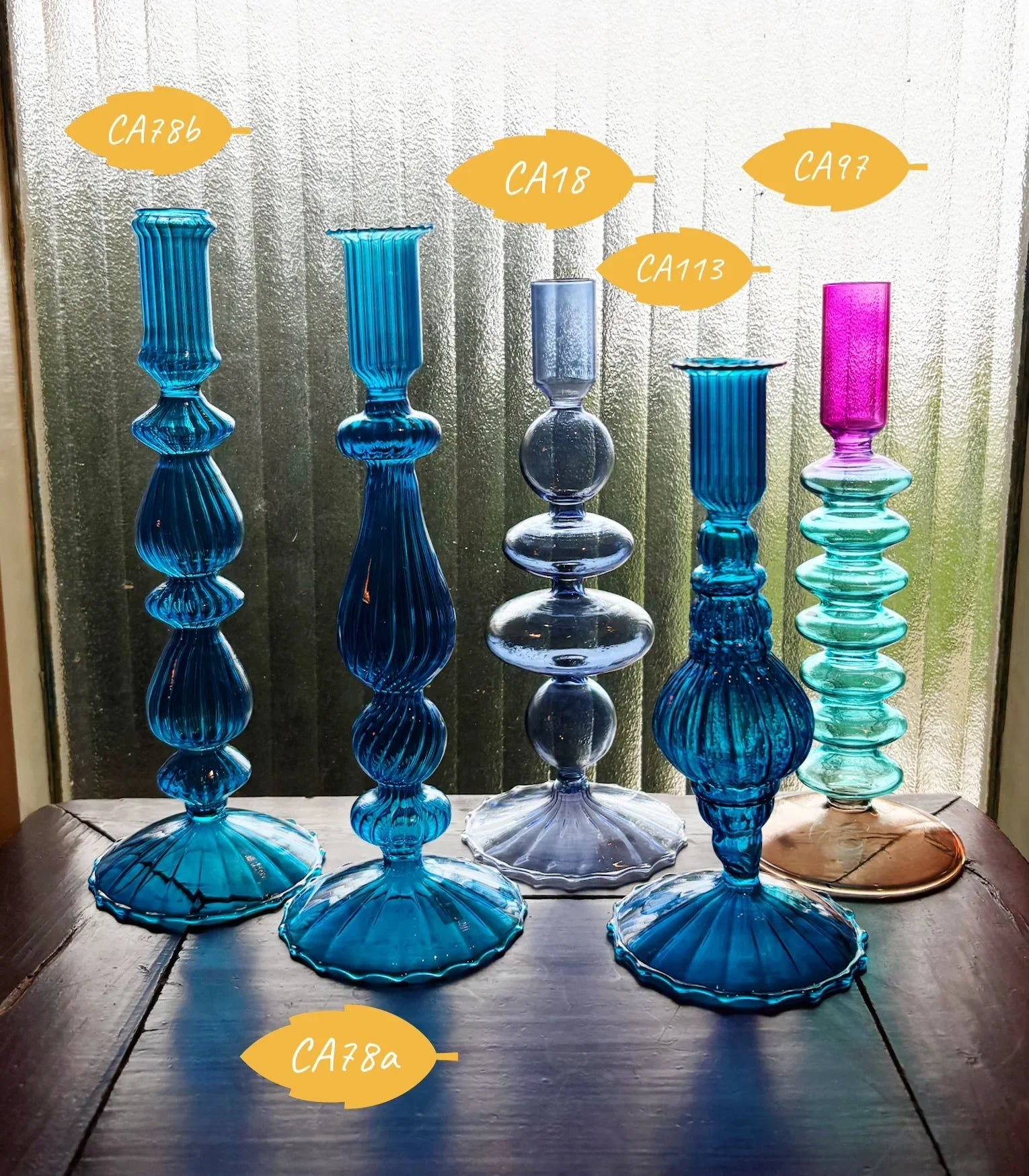 Cobalt Blue and Purple Glass Candlesticks for Romantic Coffee Table Decor