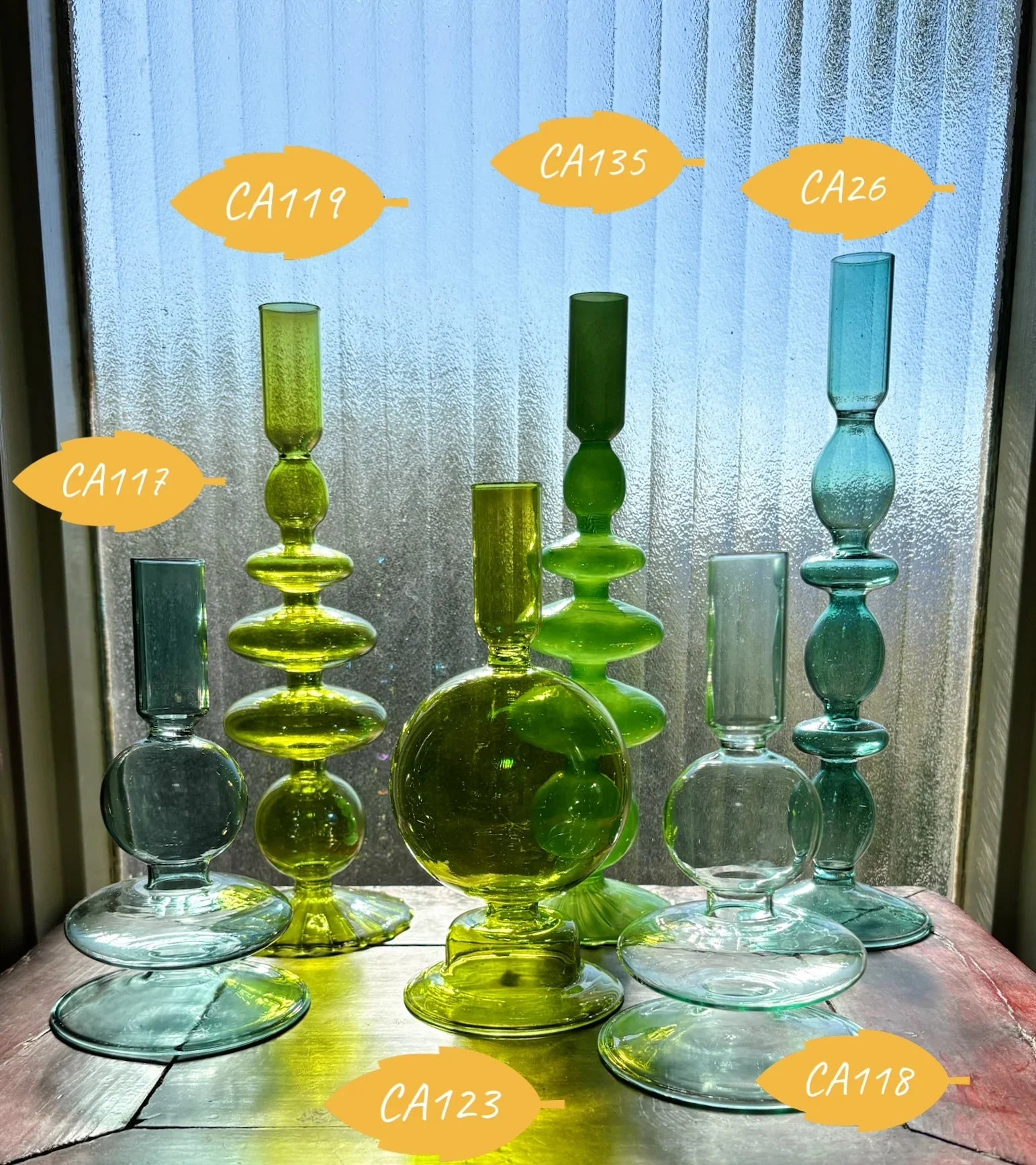 Turquoise & Green Glass Candelabra: Modern Coffee Table Centerpiece