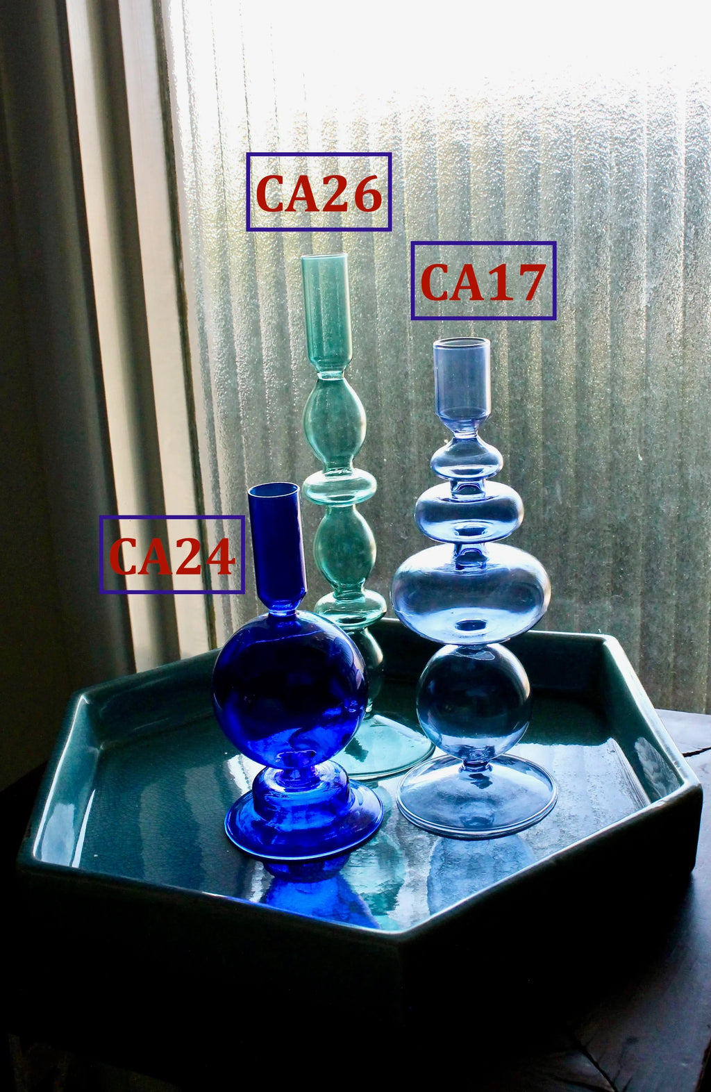 Cobalt Blue and Purple Glass Candlesticks for Romantic Coffee Table Decor