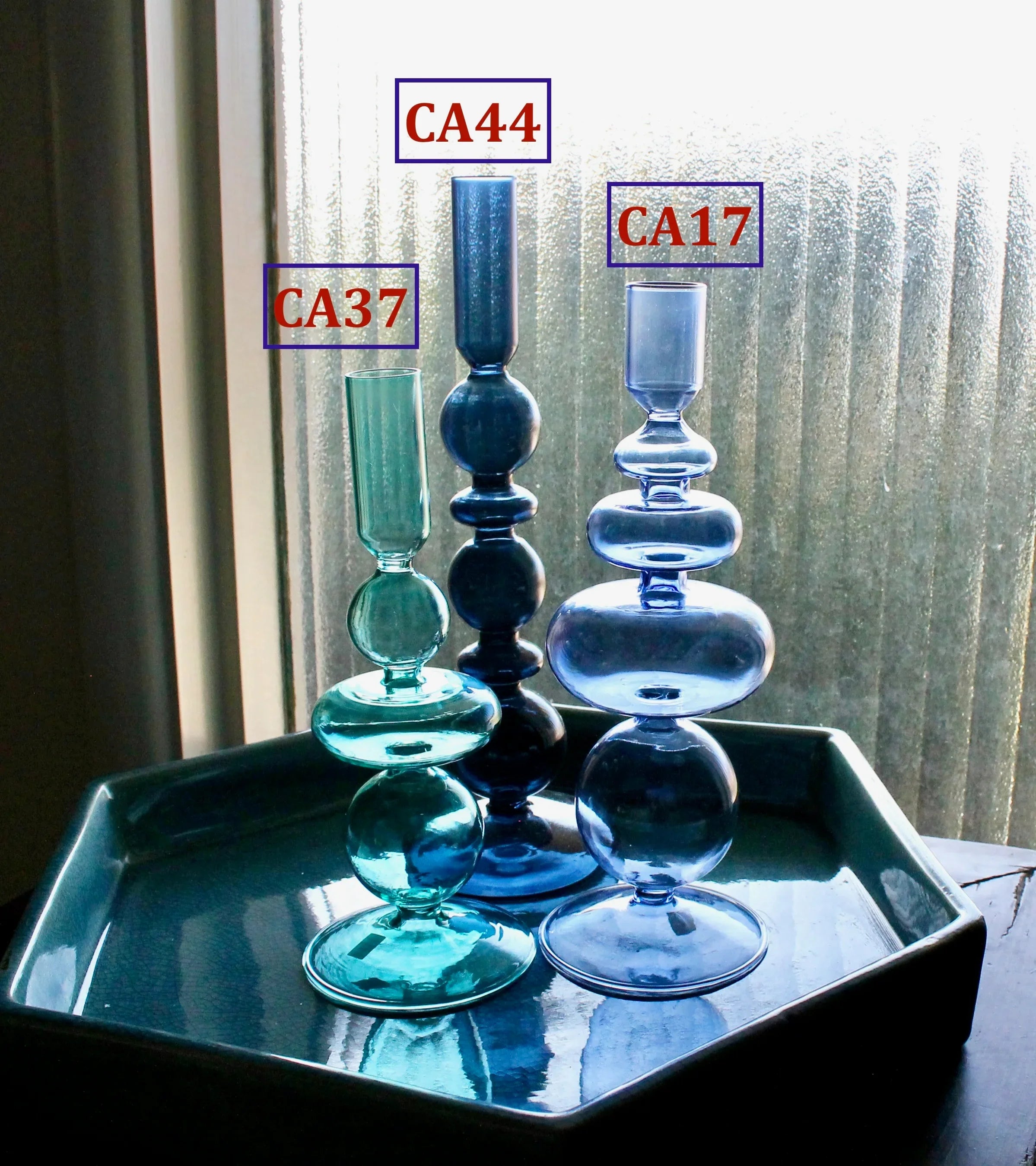 Cobalt Blue and Purple Glass Candlesticks for Romantic Coffee Table Decor