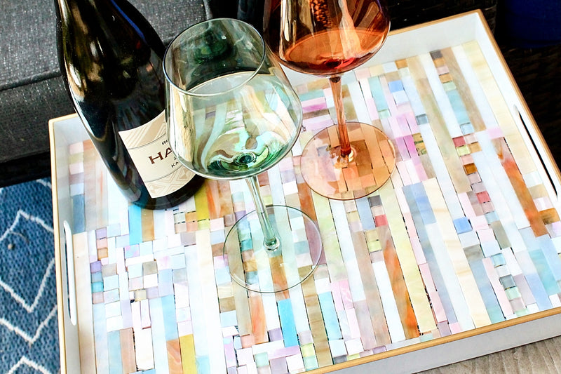 Handmade Large Pastel Stained Glass Mosaic Tray - Arts & Crafts Style Home Decor (Copy) (Copy)-My House by Marine