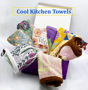 Floral Kitchen Towels: Reversible Cotton Blend, Absorbent Decor (Set of 2)-My House by Marine