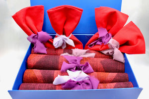 Set of Contemporary Artistic Hand Painted Burgundy Linen Placemats Handcrafted for Stylish Dining-My House by Marine