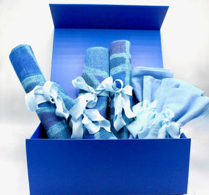 Set of Contemporary Artistic Hand Painted Blue Linen Placemats Handcrafted for Stylish Dining (Copy)-My House by Marine