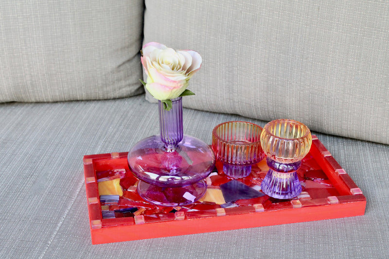 Beach Glass Mosaic Serving Tray: Back-to-Nature Inspired Decorative Piece for Home, Beach, or Cottage-My House by Marine