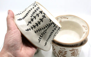 My House by Marine baking dish Whimsical Ceramic Baking Cup Beige with Floral Designs for Contemporary Farmhouse Decor
