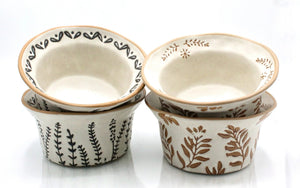 My House by Marine baking dish Whimsical Ceramic Baking Cup Beige with Floral Designs for Contemporary Farmhouse Decor