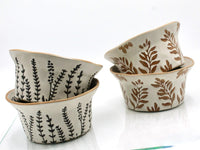 My House by Marine baking dish Whimsical Ceramic Baking Cup Beige with Floral Designs for Contemporary Farmhouse Decor