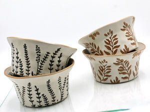 My House by Marine baking dish Whimsical Ceramic Baking Cup Beige with Floral Designs for Contemporary Farmhouse Decor