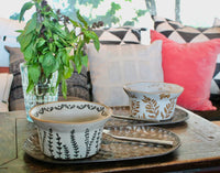 My House by Marine baking dish Whimsical Ceramic Baking Cup Beige with Floral Designs for Contemporary Farmhouse Decor