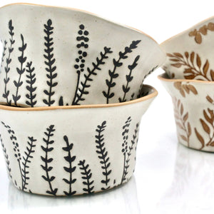 My House by Marine baking dish Black Floral Whimsical Ceramic Baking Cup Beige with Floral Designs for Contemporary Farmhouse Decor