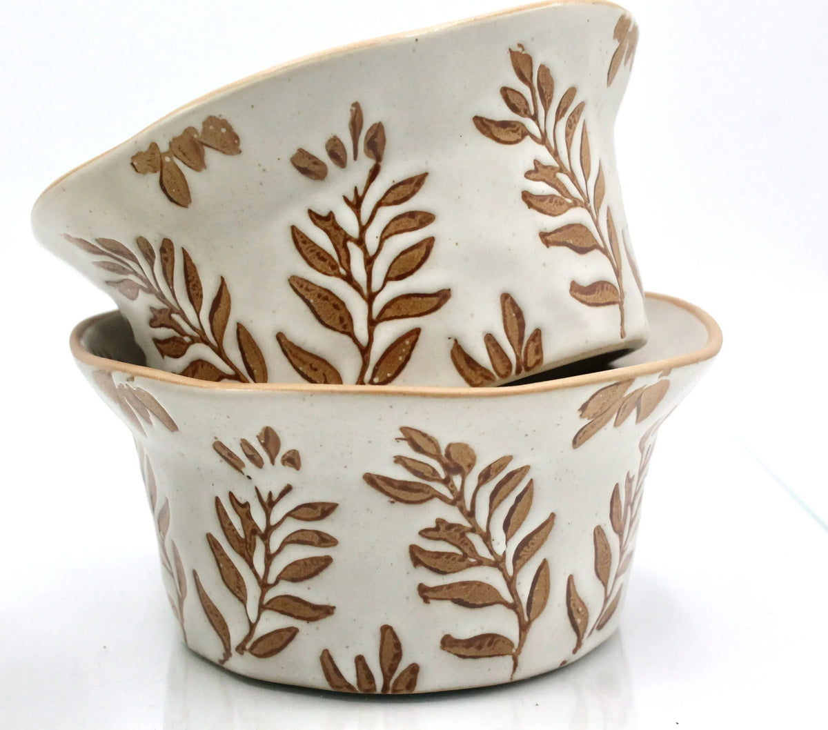 My House by Marine baking dish Brown Floral Whimsical Ceramic Baking Cup Beige with Floral Designs for Contemporary Farmhouse Decor