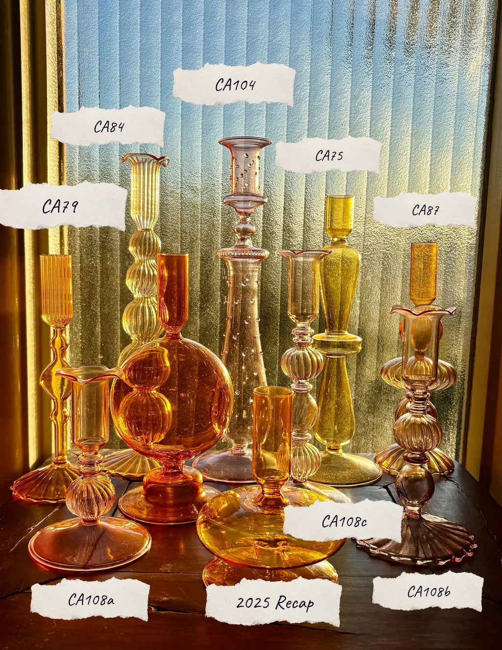 Bright Yellow, Pink and Red Glass Candlesticks for Romantic Coffee Table Decor