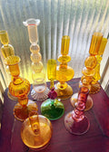 Bright Yellow, Pink and Red Glass Candlesticks for Romantic Coffee Table Decor