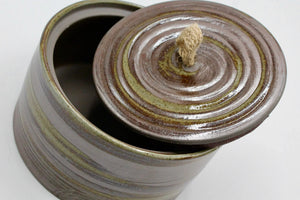 My House by Marine ceramic canister Handmade Ceramic Tea Canister: Wabi Sabi Decor with Seagrass Basket