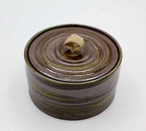 My House by Marine ceramic canister Handmade Ceramic Tea Canister: Wabi Sabi Decor with Seagrass Basket