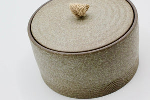 My House by Marine ceramic canister Handmade Ceramic Tea Canister: Wabi Sabi Decor with Seagrass Basket
