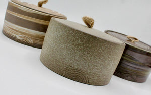 My House by Marine ceramic canister Handmade Ceramic Tea Canister: Wabi Sabi Decor with Seagrass Basket