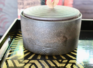My House by Marine ceramic canister Handmade Ceramic Tea Canister: Wabi Sabi Decor with Seagrass Basket