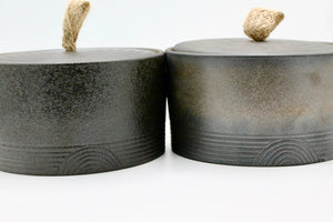 My House by Marine ceramic canister Handmade Ceramic Tea Canister: Wabi Sabi Decor with Seagrass Basket