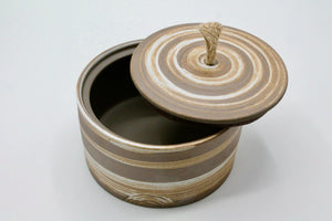 My House by Marine ceramic canister Handmade Ceramic Tea Canister: Wabi Sabi Decor with Seagrass Basket
