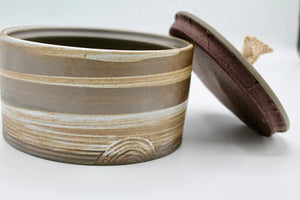 My House by Marine ceramic canister Handmade Ceramic Tea Canister: Wabi Sabi Decor with Seagrass Basket