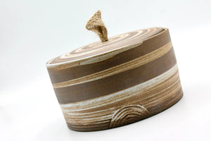 My House by Marine ceramic canister Handmade Ceramic Tea Canister: Wabi Sabi Decor with Seagrass Basket