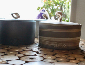 My House by Marine ceramic canister Handmade Ceramic Tea Canister: Wabi Sabi Decor with Seagrass Basket