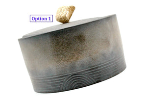My House by Marine ceramic canister Option 1-Blk/Brown Handmade Ceramic Tea Canister: Wabi Sabi Decor with Seagrass Basket