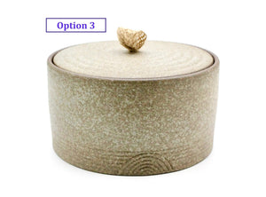 My House by Marine ceramic canister Option 3-Beige Handmade Ceramic Tea Canister: Wabi Sabi Decor with Seagrass Basket